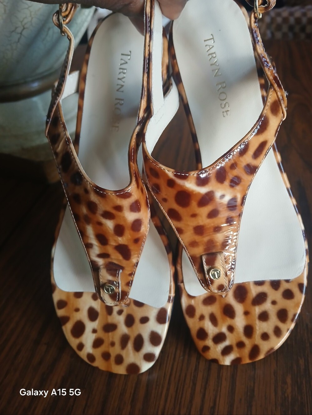Taryn Rose Leopard-Print Patent Thong Sandals - Brown